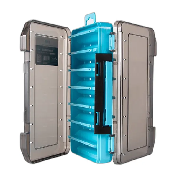Double-sided lure box with slots for hard lures