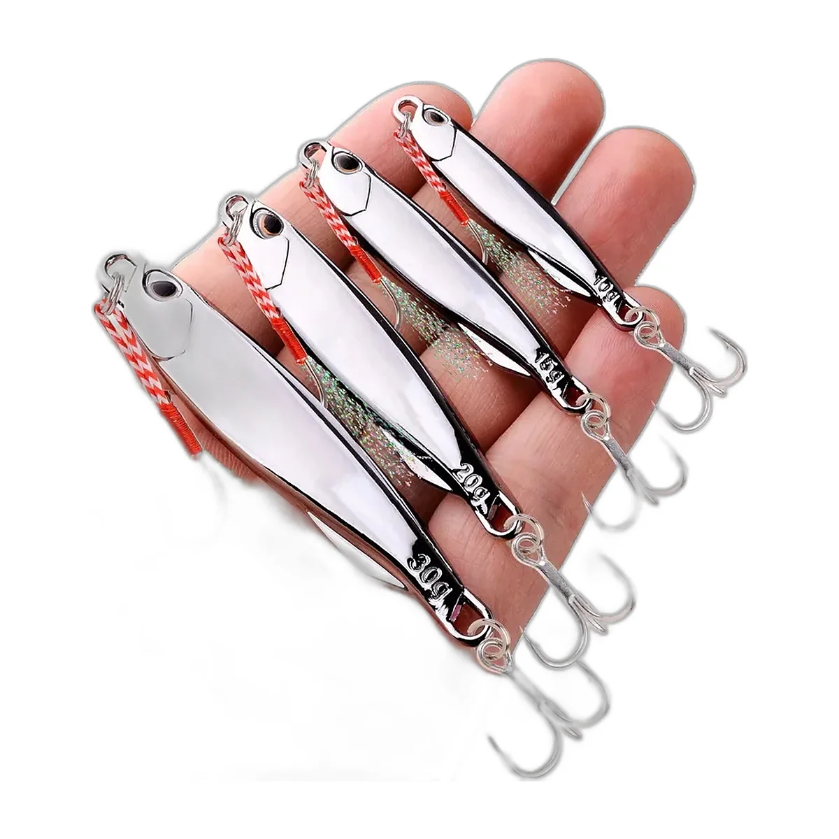 Silberne Metall-Jigs 15 g, 5er-Set (3)