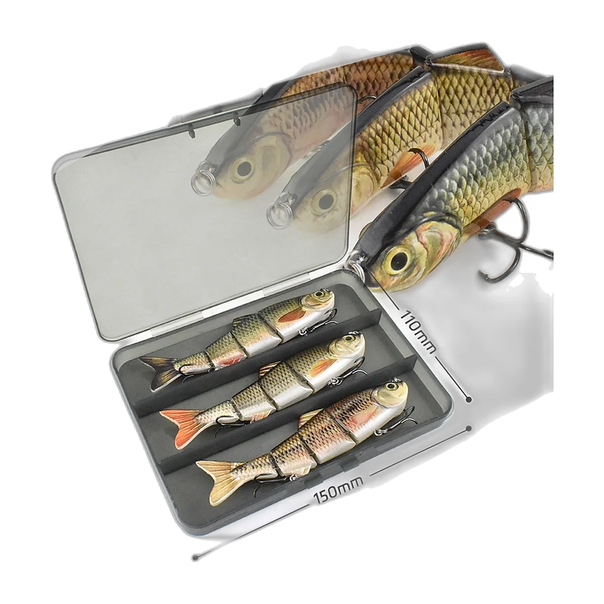 Gliederköder mit 4 Segmenten 12,5 cm, sinkend (4)