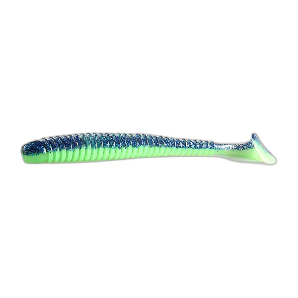 Leurres souples shad de 8 cm à queue en T, bicolores