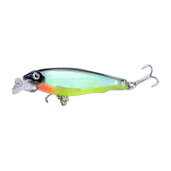 Five 8 cm VIB lures with a laser finish, in different colours