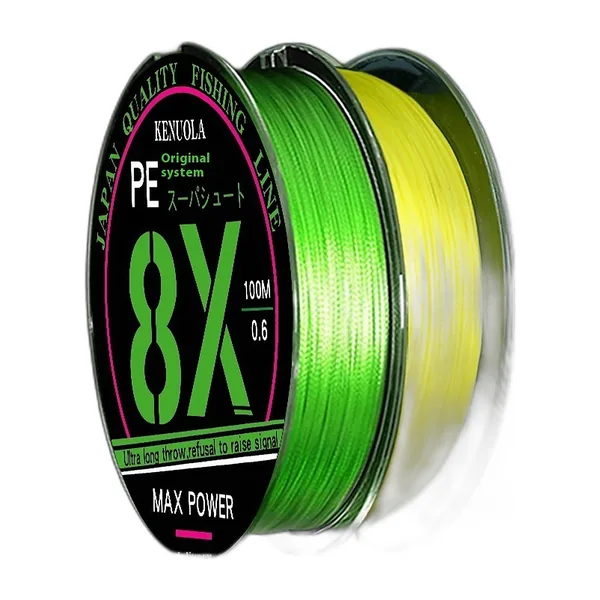 Petite bobine de tresse de pêche verte de 100 m