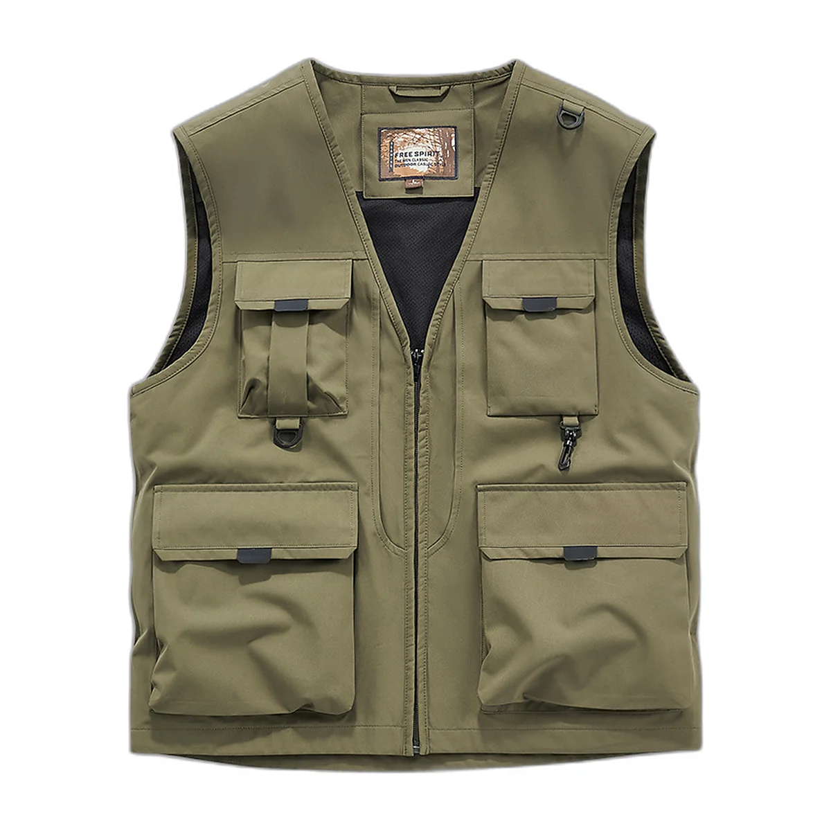 Gilet da pesca multitasche leggero, kaki (2)