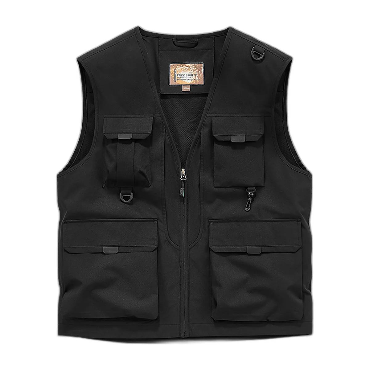 Gilet da pesca multitasche leggero, kaki (4)