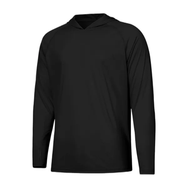 Maglia da pesca nera a maniche lunghe con cappuccio