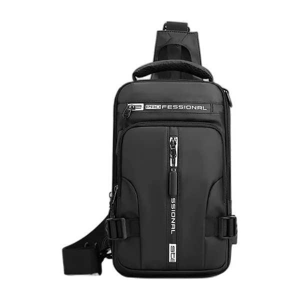 Borsa a tracolla verticale in nylon con chiusura a zip