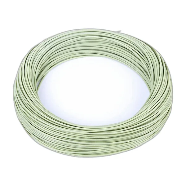 Coiled moss-green floating fly line
