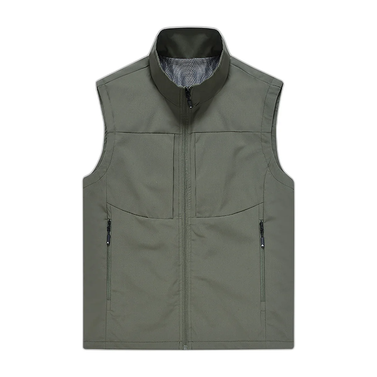 Gilet leggero smanicato con tasche, verde militare (2)