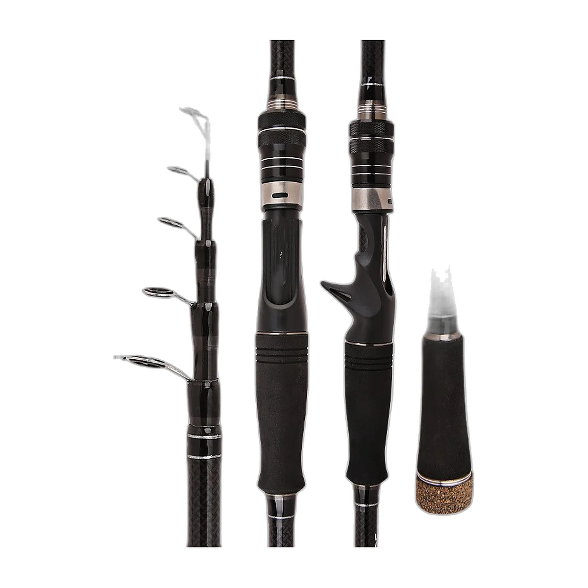 Leichtes Spinnset: teleskopische Carbonrute 1,80 oder 2,10 m + Rolle 1000/2000 (3)